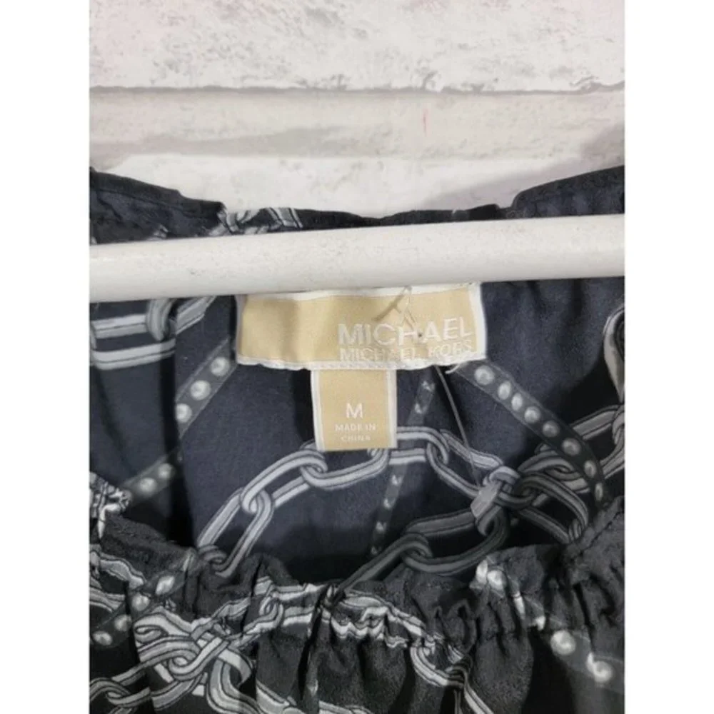 MICHAEL KORS Women’s Short Sleeve Cap Sleeve Black SIlver Faux Jewelry‎ Look Med
